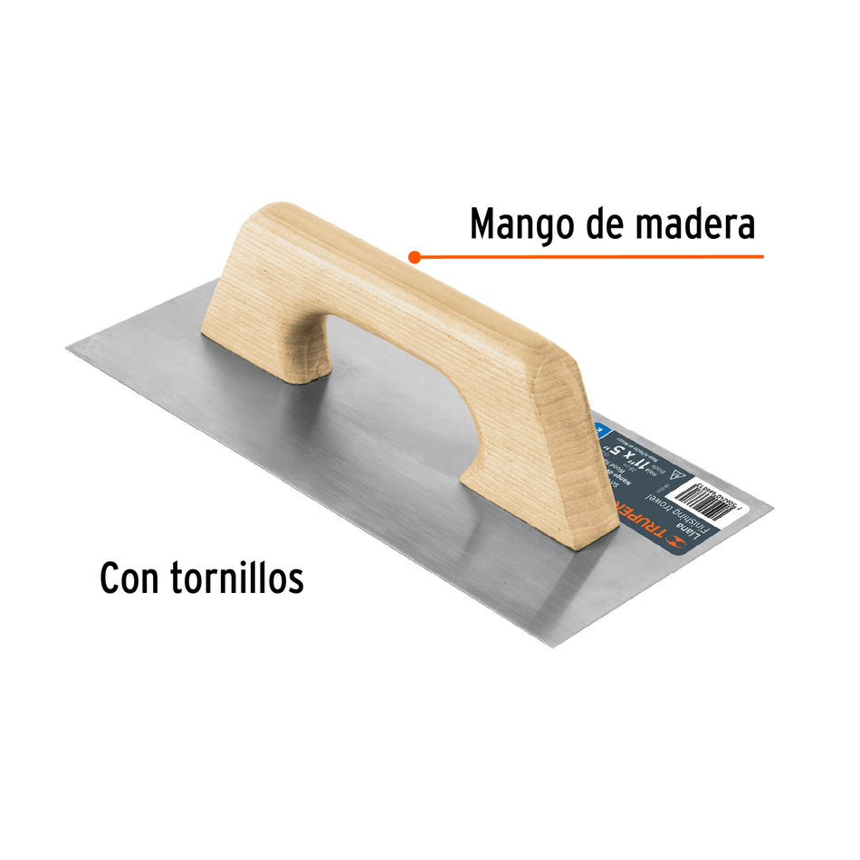 Llana 11' canto recto, tipo español, mgo madera, Truper Caja con 6, 11392