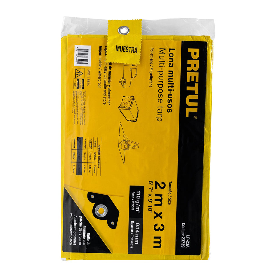 Lona 2 x 3 m, amarilla, Pretul Caja con 4, 23739