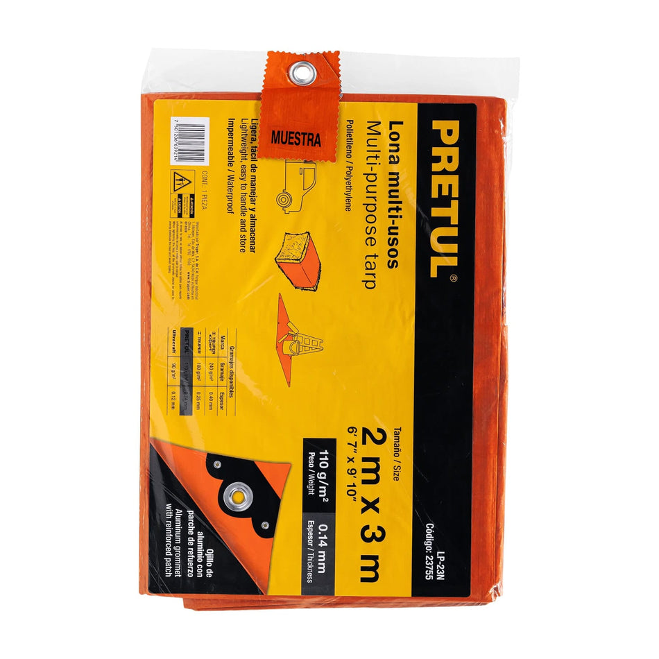 Lona 2 x 3 m, naranja, Pretul Caja con 4, 23755