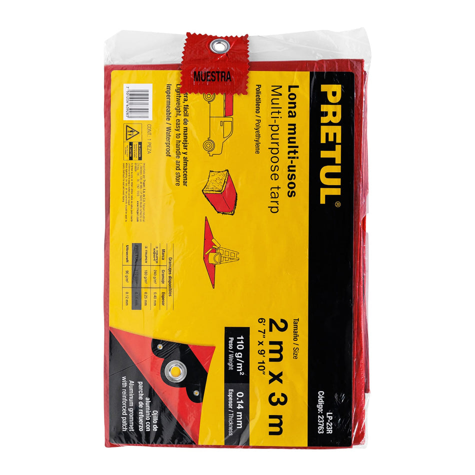 Lona 2 x 3 m, roja, Pretul Caja con 4, 23763
