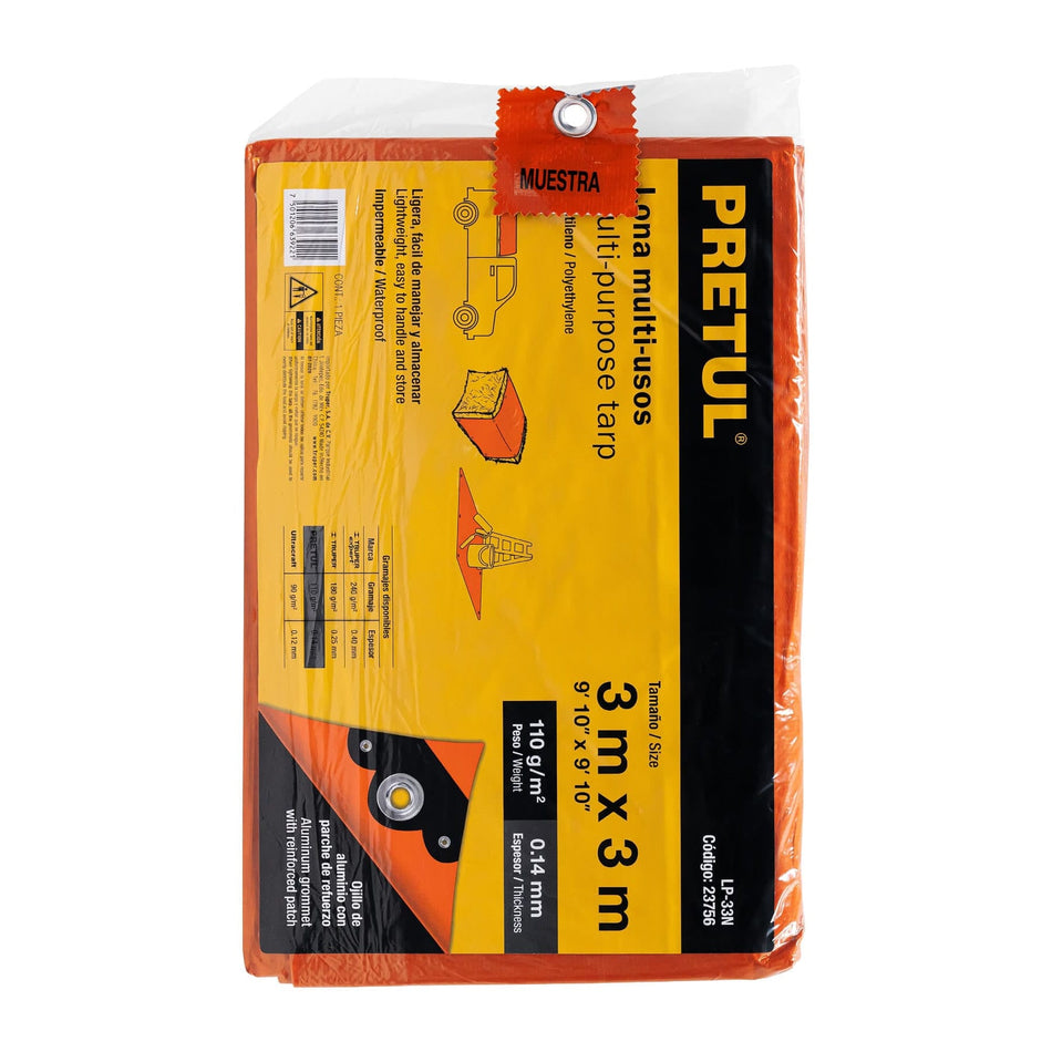 Lona 3 x 3 m, naranja, Pretul Caja con 4, 23756