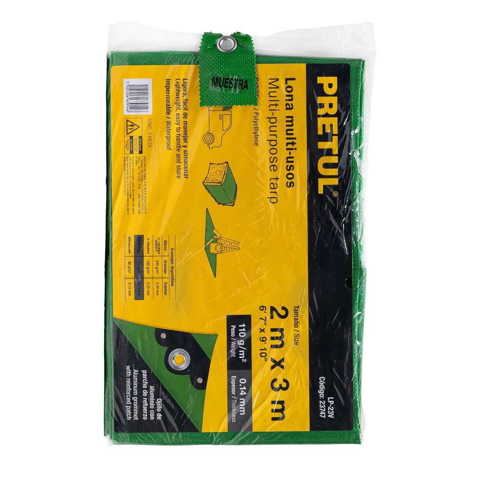Lona 3 x 3 m, verde, Pretul Caja con 4, 23748