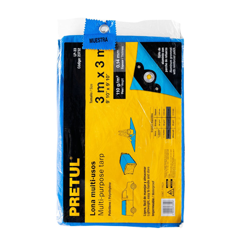 Lona 3 x 3 m, azul, Pretul Caja con 4, 23732