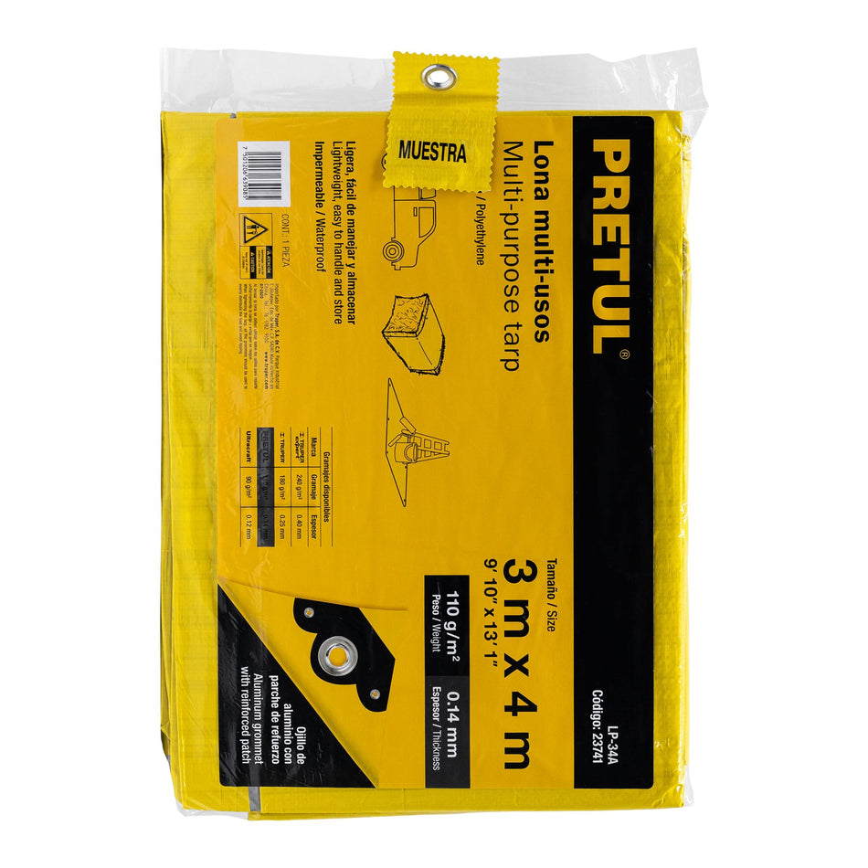 Lona 3 x 4 m, amarilla, Pretul Caja con 4, 23741