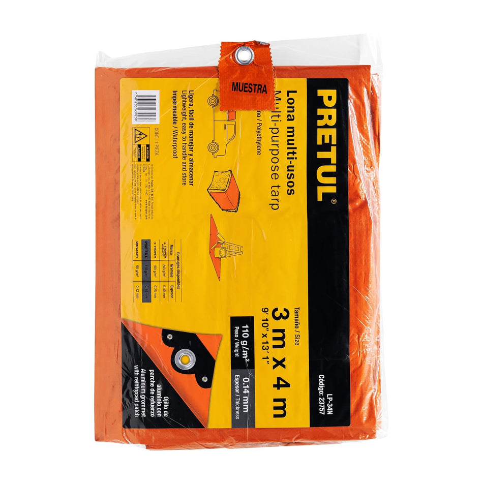 Lona 3 x 4 m, naranja, Pretul Caja con 4, 23757