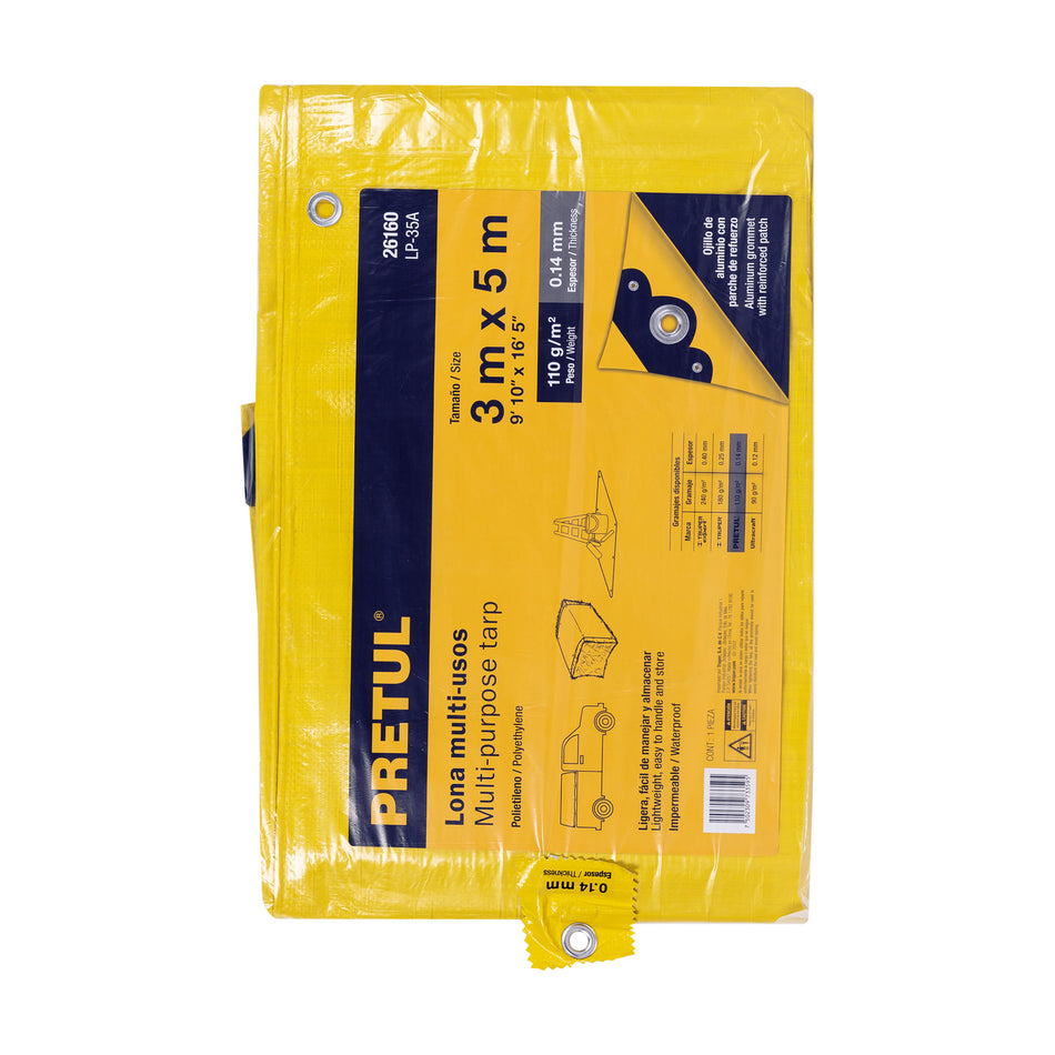 Lona 3 x 5 m, amarilla, Pretul Caja con 4, 26160
