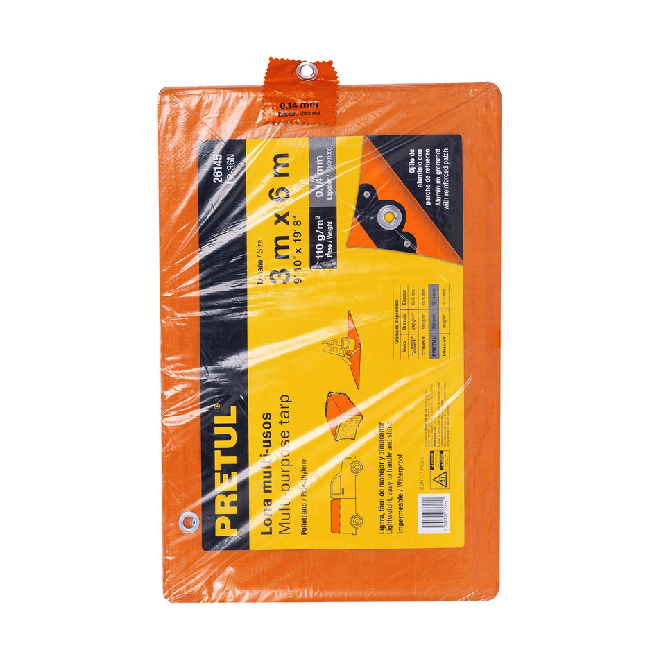 Lona 3 x 6 m, naranja, Pretul Caja con 4, 26145