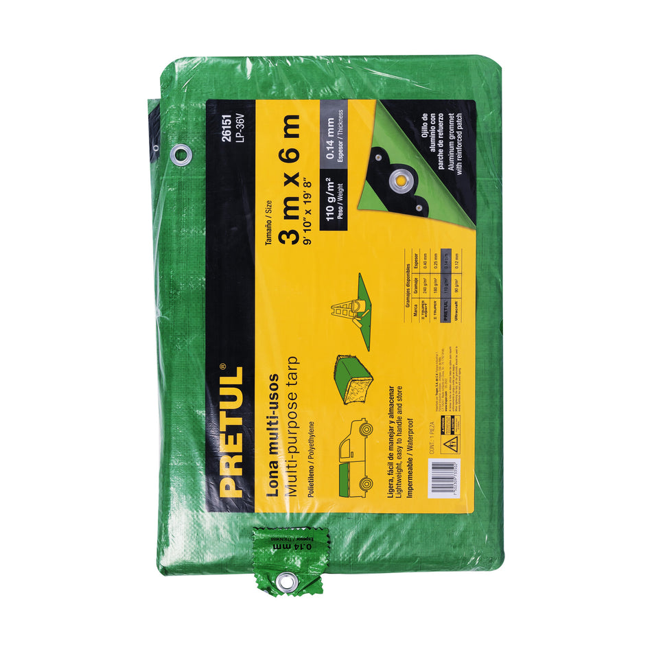 Lona 3 x 6 m, verde, Pretul Caja con 4, 26151