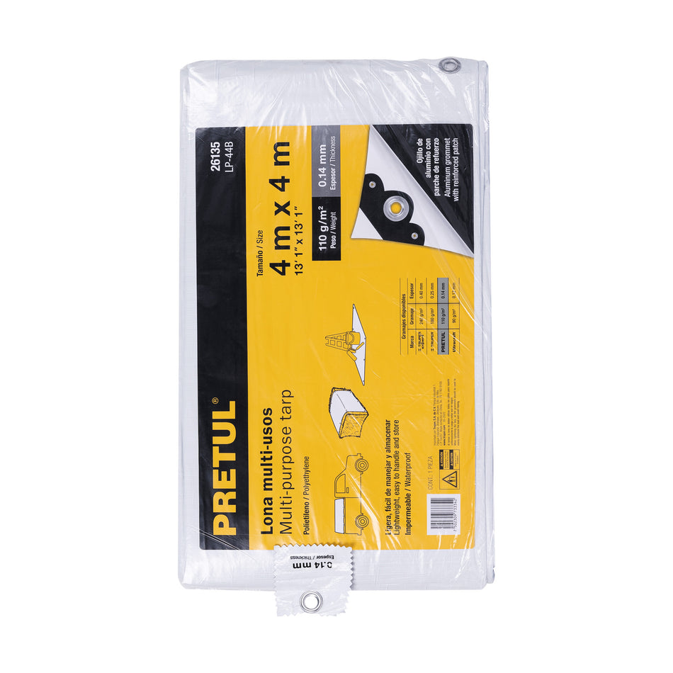 Lona 4 x 4 m, blanca, Pretul Caja con 2, 26135