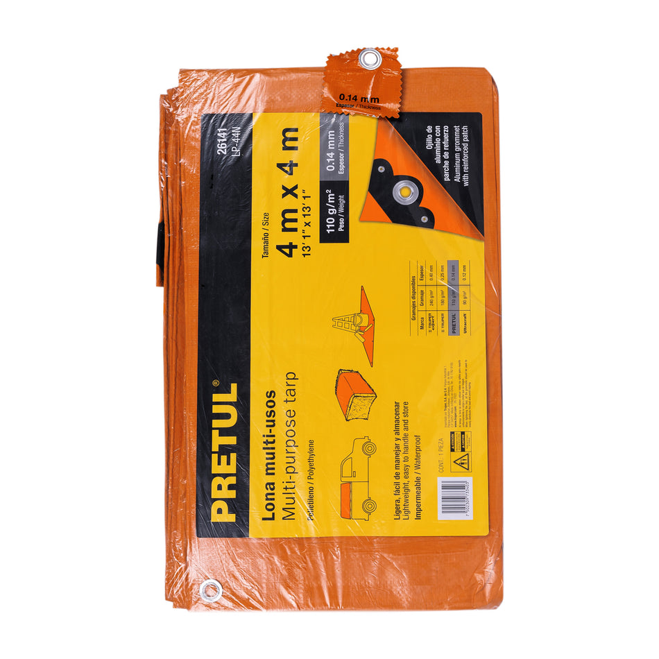 Lona 4 x 4 m, naranja, Pretul Caja con 2, 26141