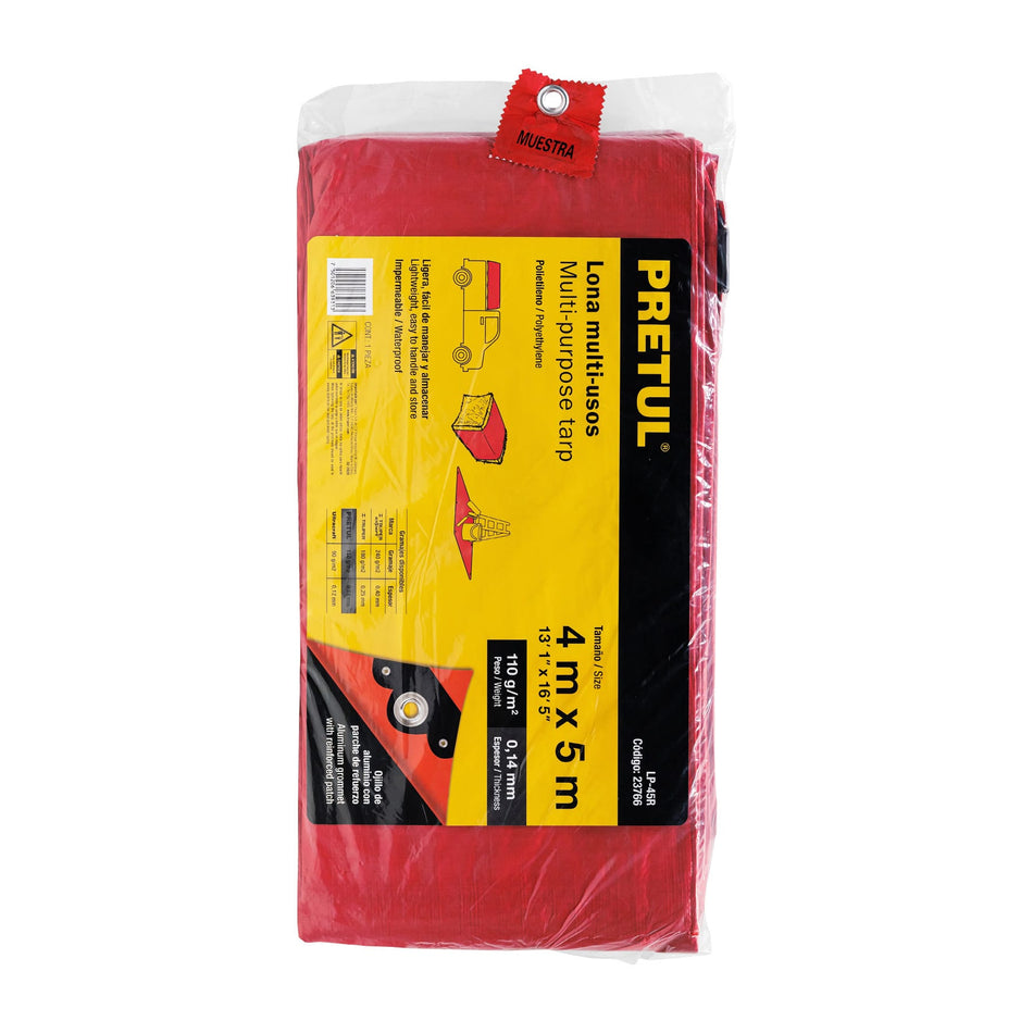 Lona 4 x 5 m, roja, Pretul Caja con 2, 23766