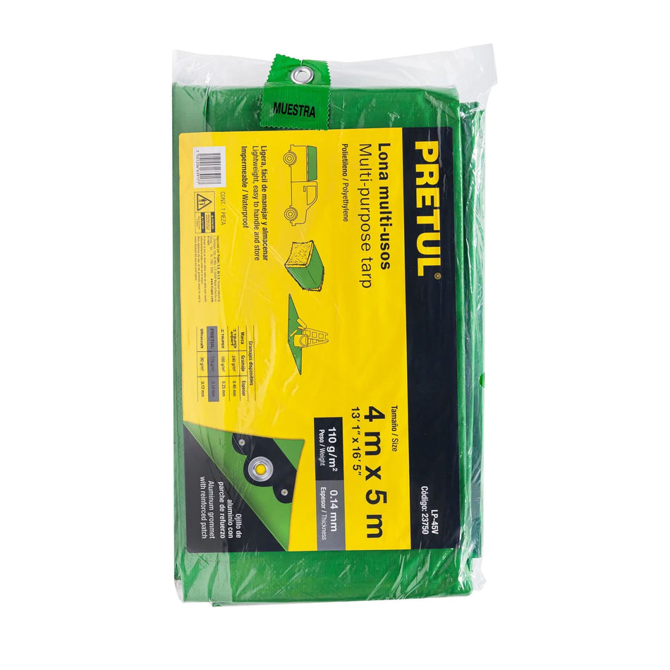 Lona 4 x 5 m, verde, Pretul Caja con 2, 23750