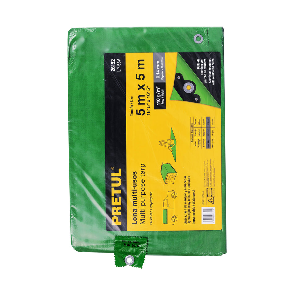 Lona 5 x 5 m, verde, Pretul Caja con 2, 26152