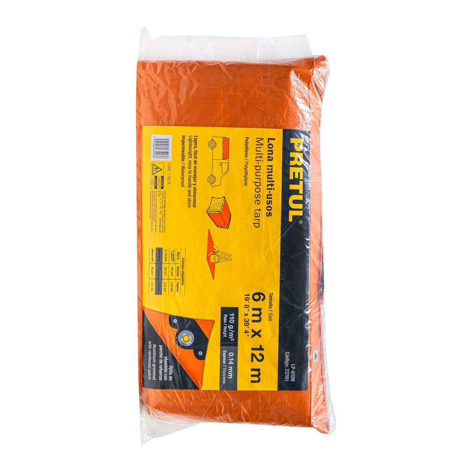 Lona 4 x 6 m, naranja, Pretul Caja con 2, 23759