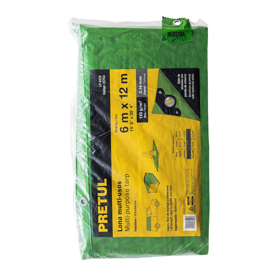 Lona 6 x 12 m, verde, Pretul, 23753