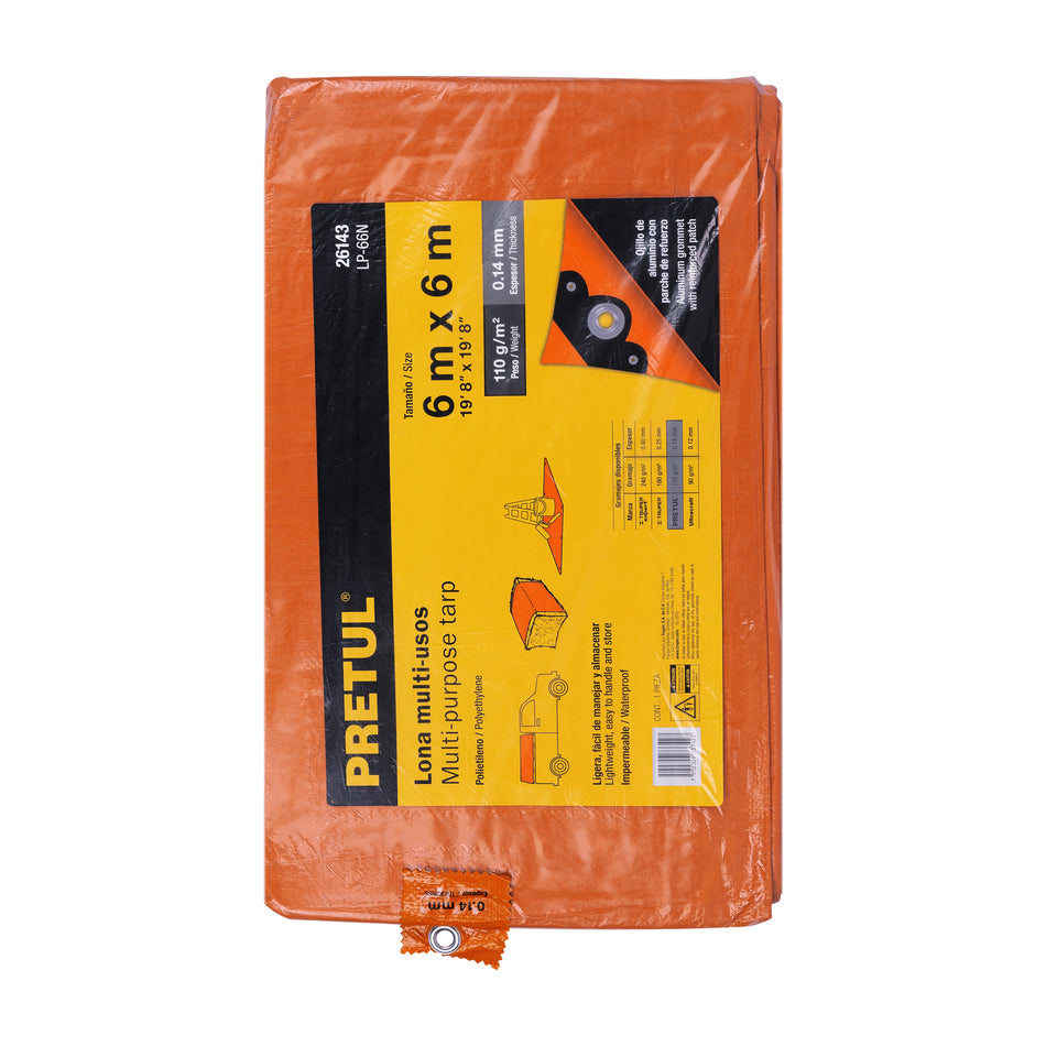 Lona 6 x 6 m, naranja, Pretul Caja con 2, 26143