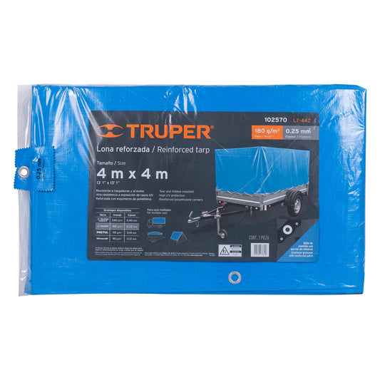 Lona reforzada, 4 x 4 m, azul Caja con 2, 102570