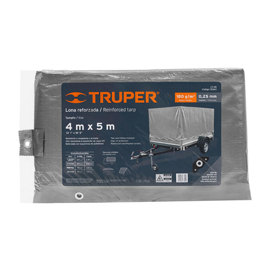 Lona gris reforzada 4 x 5 m, Truper Caja con 2, 15364