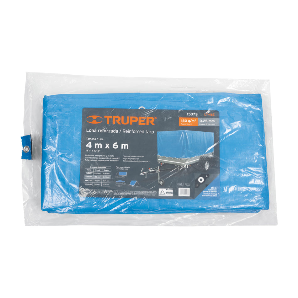 Lona azul reforzada de 4 x 6 m, Truper, 15373