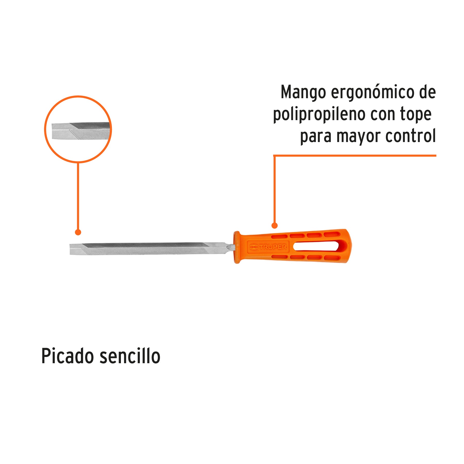 Lima triángulo pesado 6', 32 dpp con mango, Truper, 19679