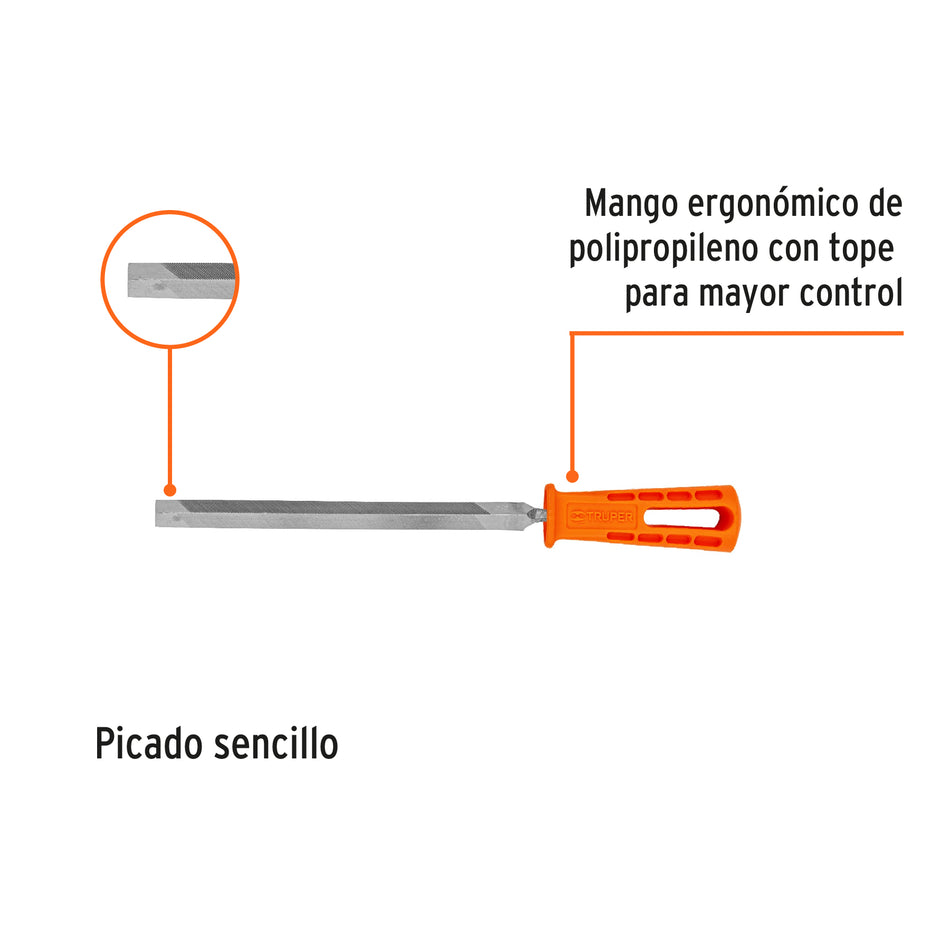 Lima triángulo pesado 8', 32 dpp con mango, Truper Caja con 6, 19681