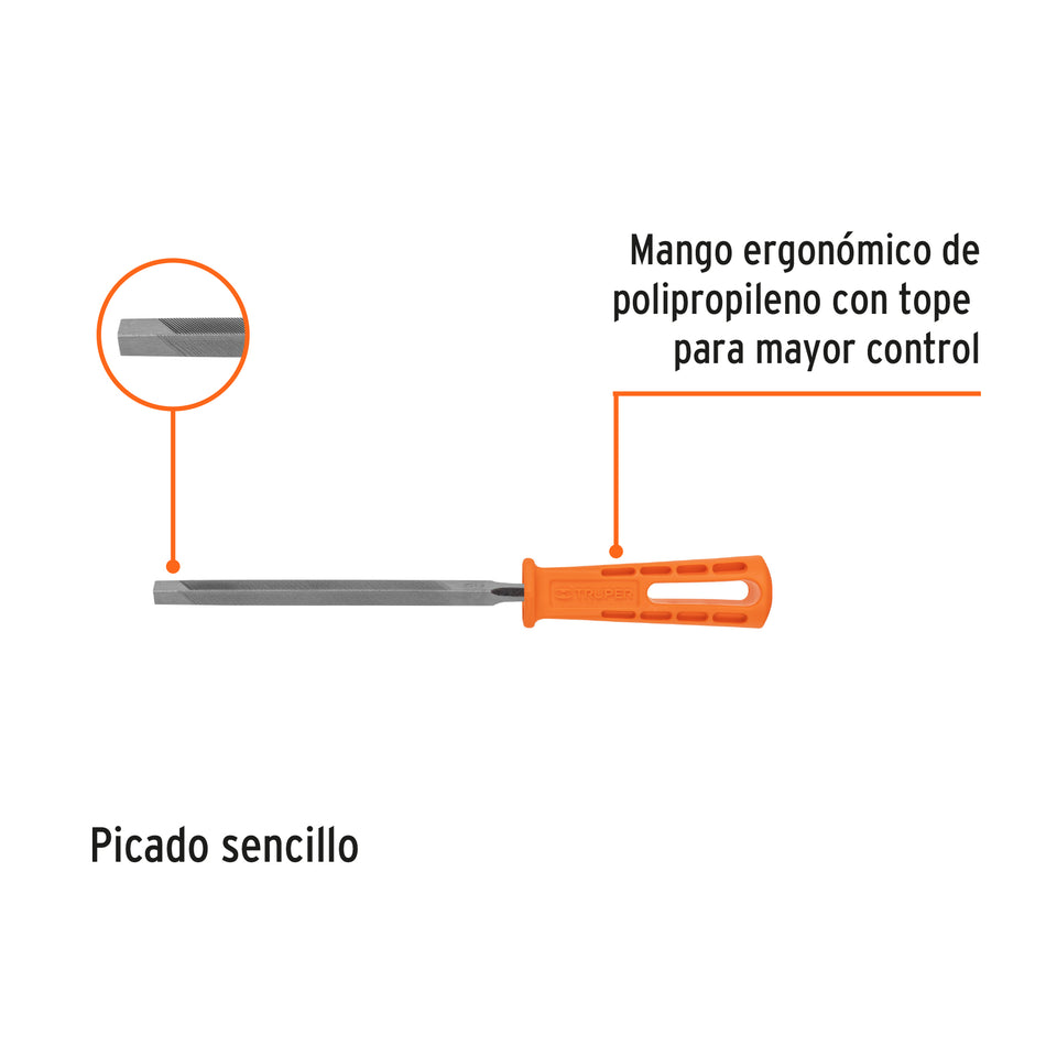 Lima triángular 6' para machete, 36 dpp, con mango, Truper Caja con 6, 10918