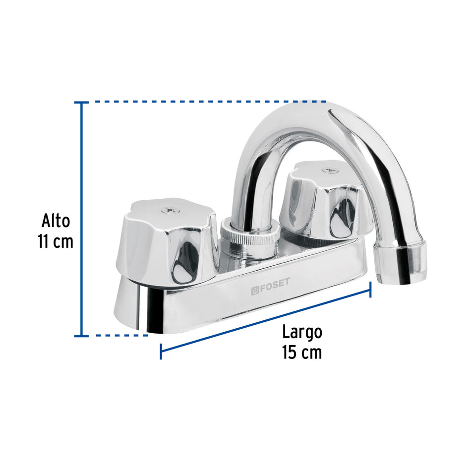 Mezcladora 4' para lavabo, cuello curvo, cartucho compresión Caja con 2, 49589