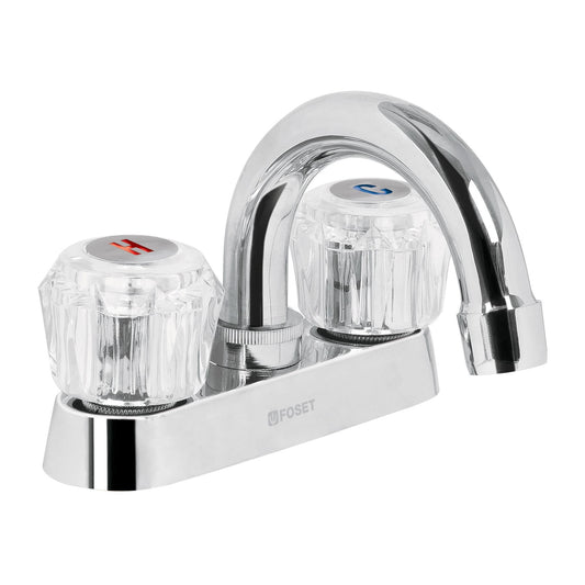Mezcladora 4' para lavabo, cuello curvo, manerales acrílico Caja con 2, 49276