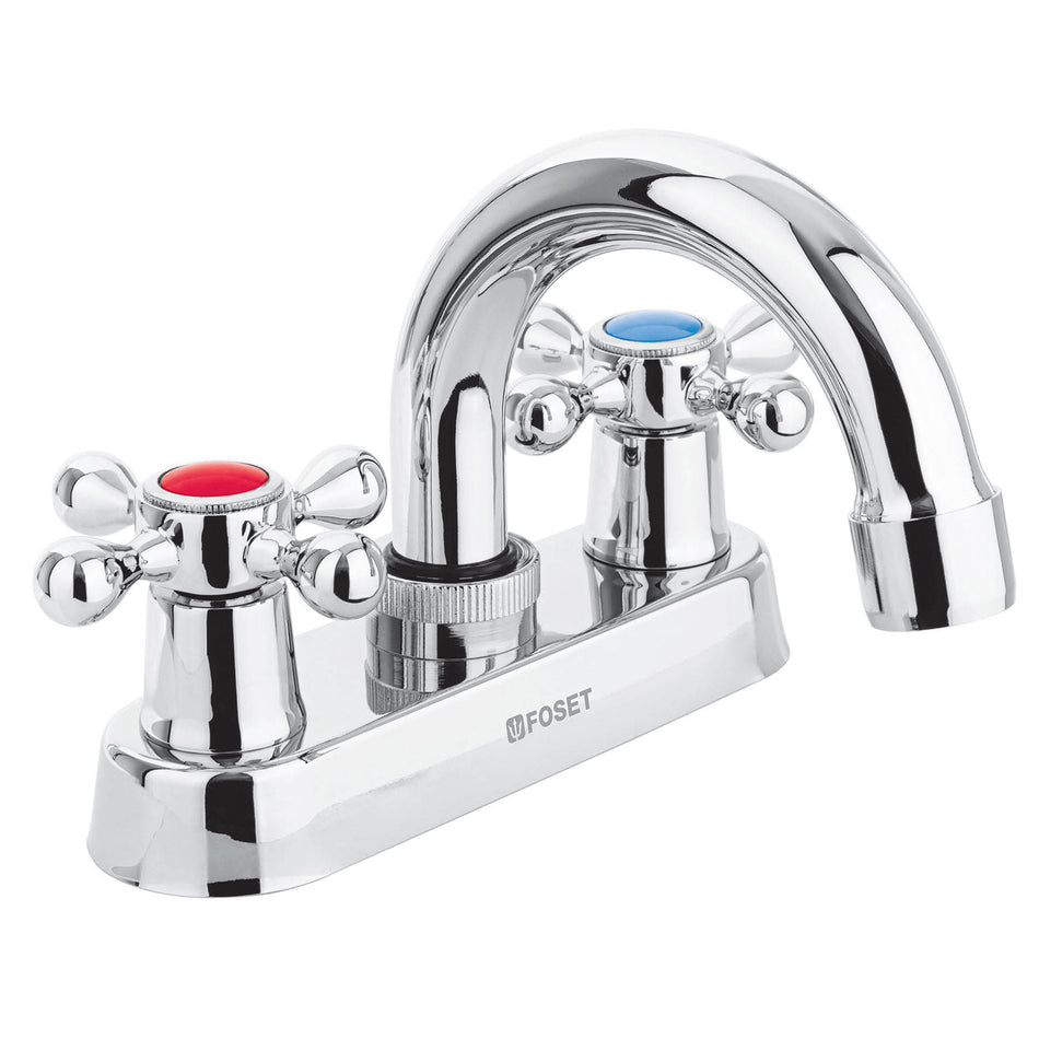 Mezcladora 4' para lavabo, cuello curvo, manerales cruceta Caja con 2, 47681