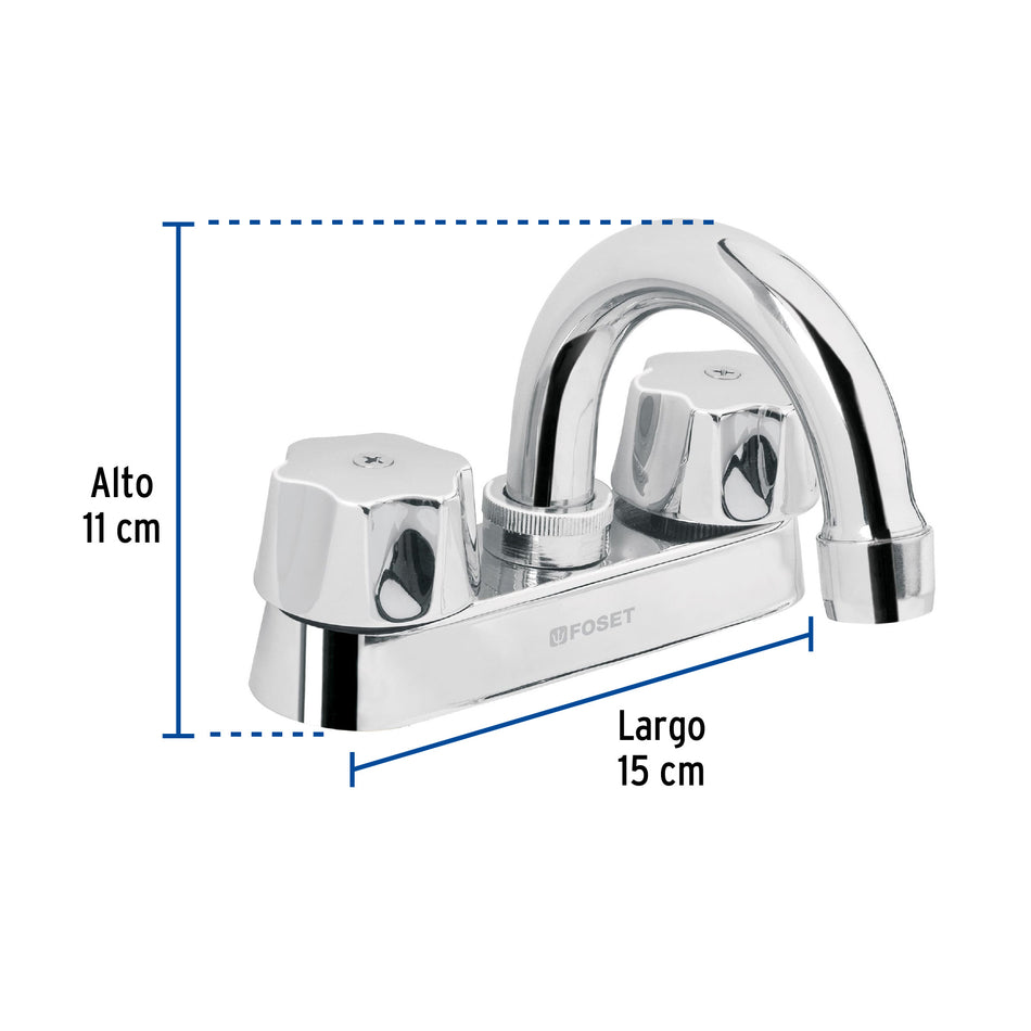 Mezcladora 4' para lavabo, cuello curvo, cartucho cerámico Caja con 2, 49236