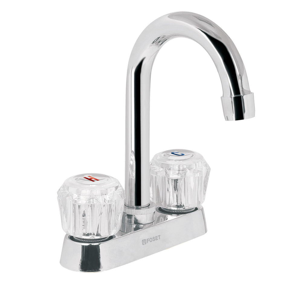 Mezcladora 4' para lavabo, cuello bar, manerales de acrílico Caja con 2, 49277