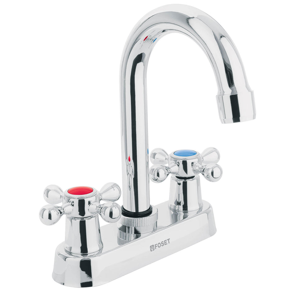 Mezcladora 4' para lavabo, cuello bar, manerales cruceta Caja con 2, 47682