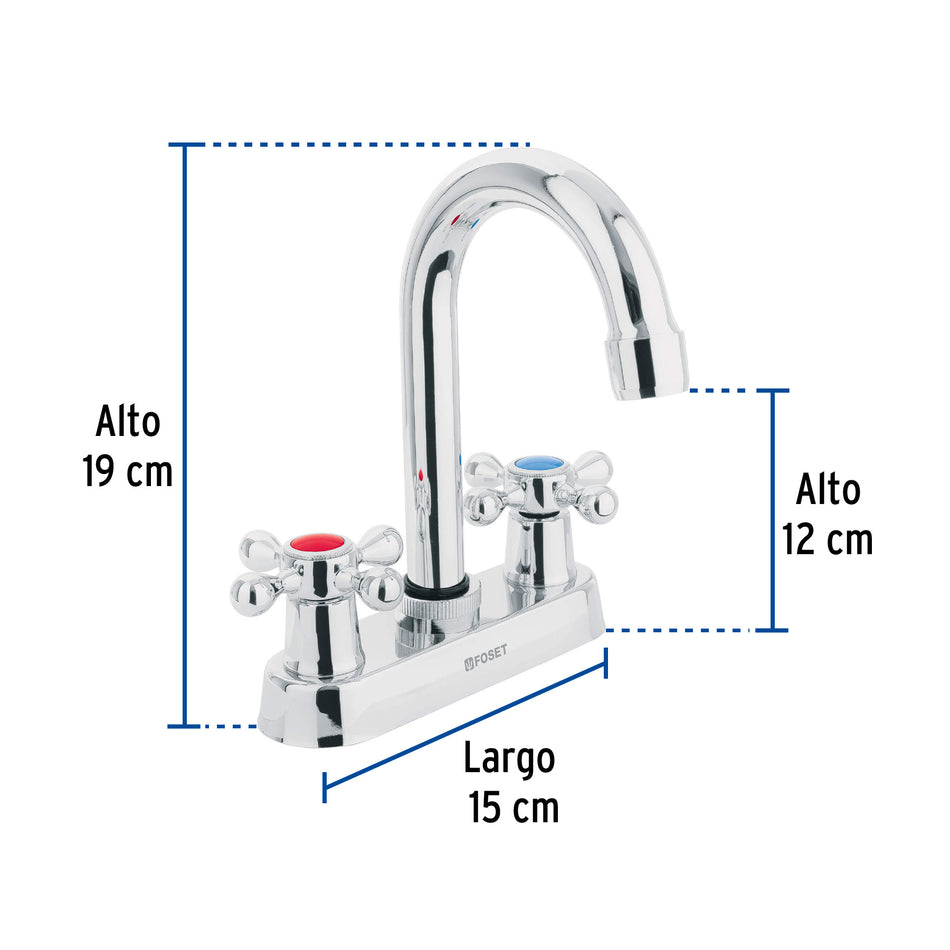 Mezcladora 4' para lavabo, cuello bar, manerales cruceta Caja con 2, 47682