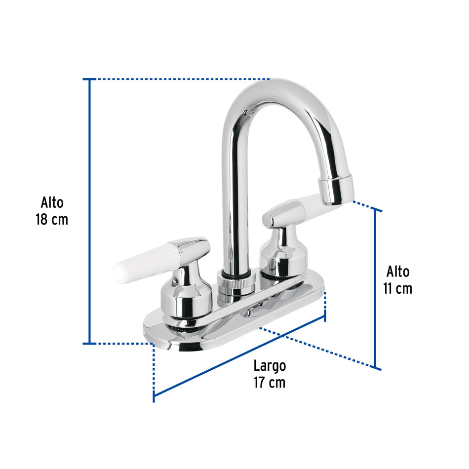 Mezcladora 4' para lavabo, cuello bar, manerales cono Caja con 2, 49213