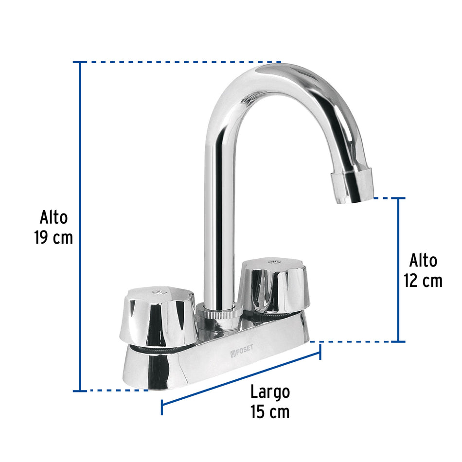 Mezcladora 4' para lavabo, cuello bar, cartucho cerámico Caja con 2, 49275