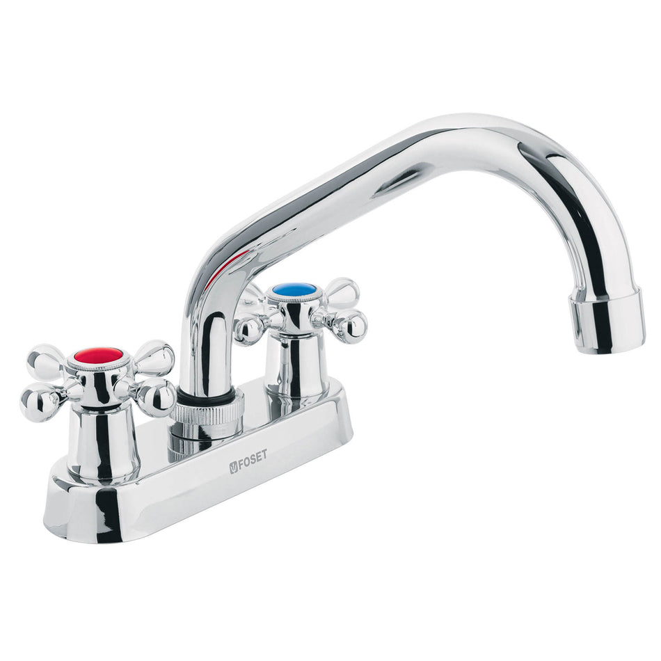 Mezcladora 4' para lavabo, cuello tubular, manerales cruceta Caja con 2, 47688
