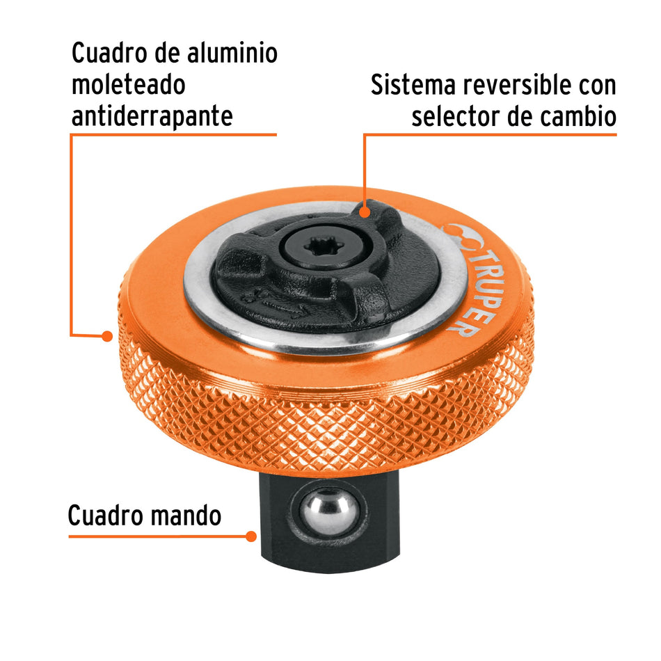 Matraca cuadro 1/2' tipo perilla, Truper Caja con 6, 13653