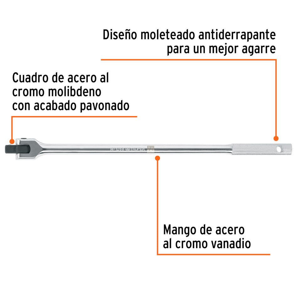 Mango articulado con cuadro de 1/2', largo 17', Truper Caja con 6, 13412
