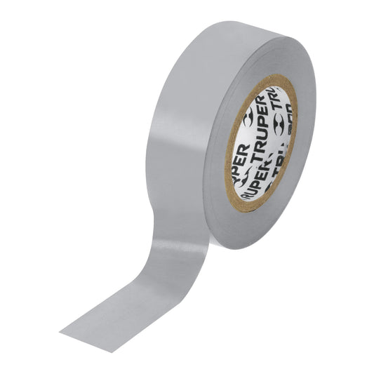 Cinta de aislar de 9 m x 19 mm, gris, Truper Caja con 8, 13516