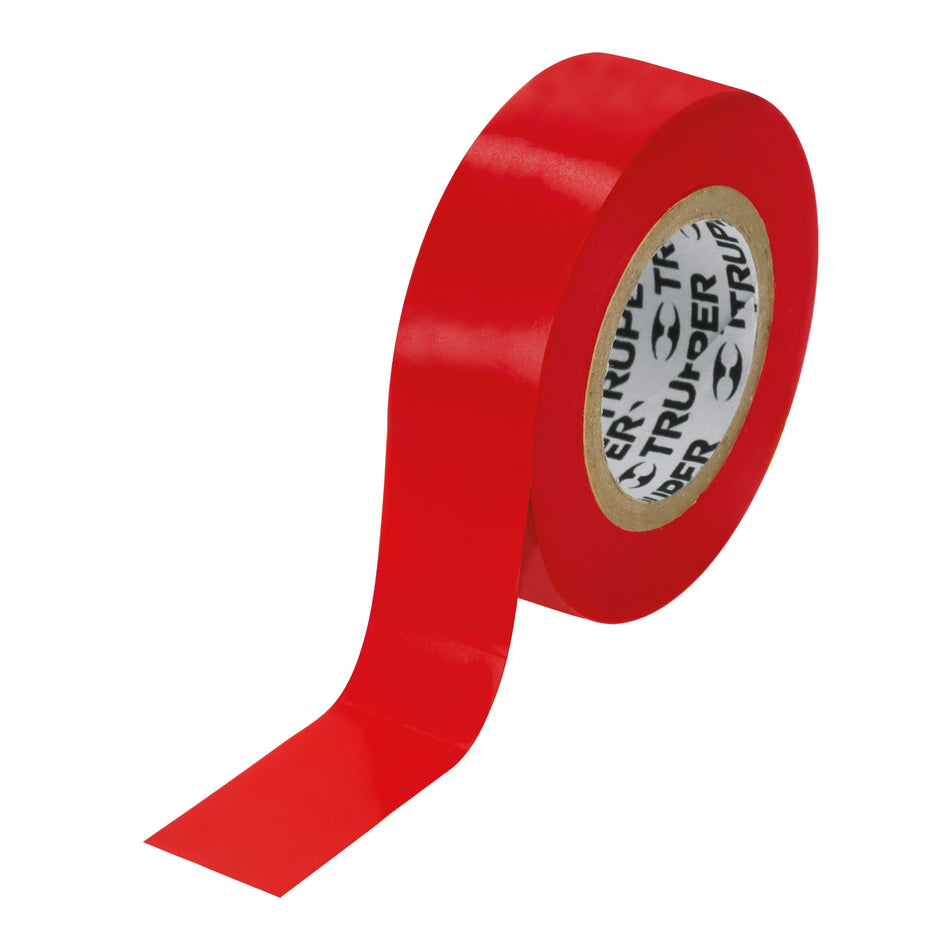 Cinta de aislar de 9 m x 19 mm, roja, Truper Caja con 8, 13513