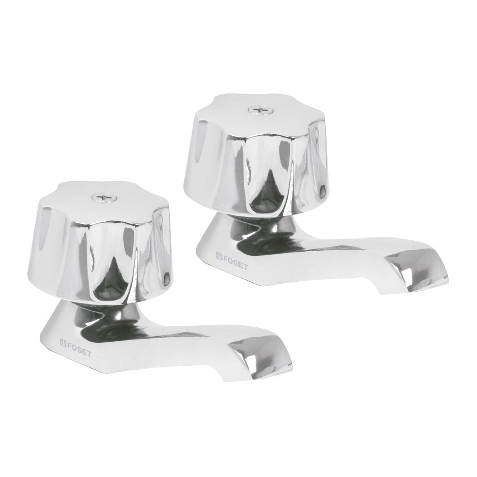 Juego 2 llaves individuales para lavabo, manerales metálicos Caja con 2, 49234