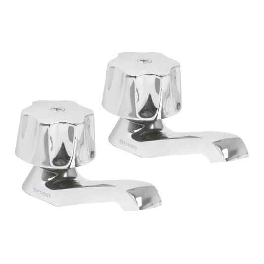 Juego 2 llaves individuales para lavabo, manerales metálicos Caja con 2, 49234