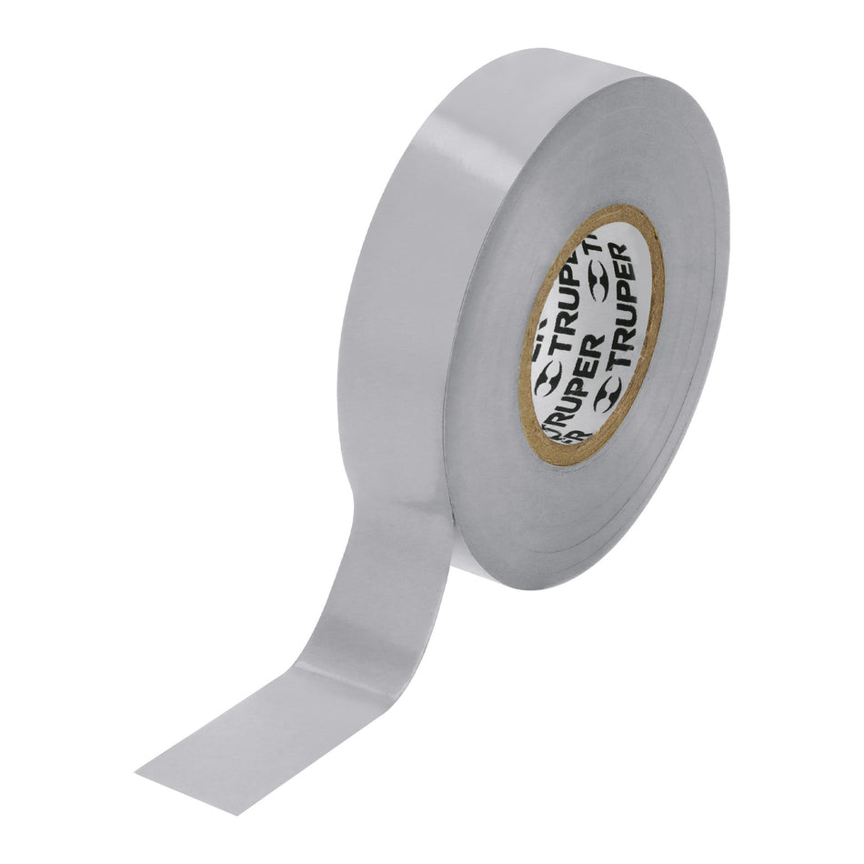 Cinta de aislar de 18 m x 19 mm, gris, Truper Caja con 8, 12507