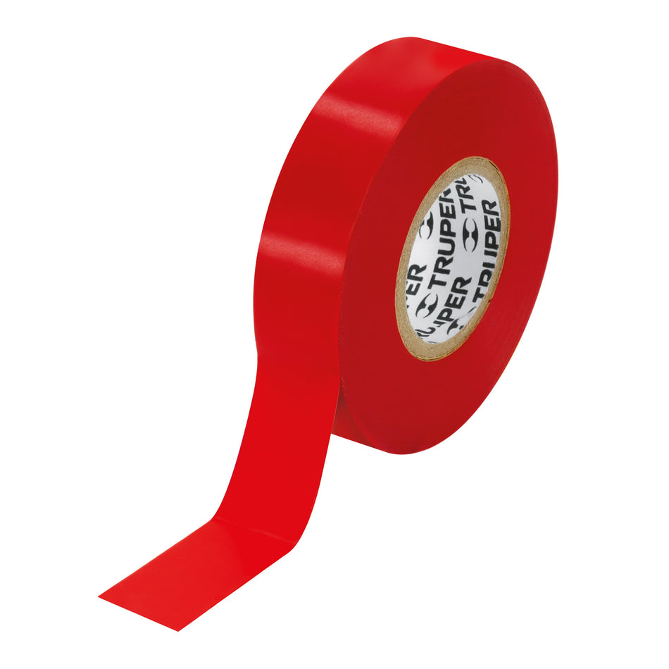 Cinta de aislar de 18 m x 19 mm, roja, Truper Caja con 8, 12504