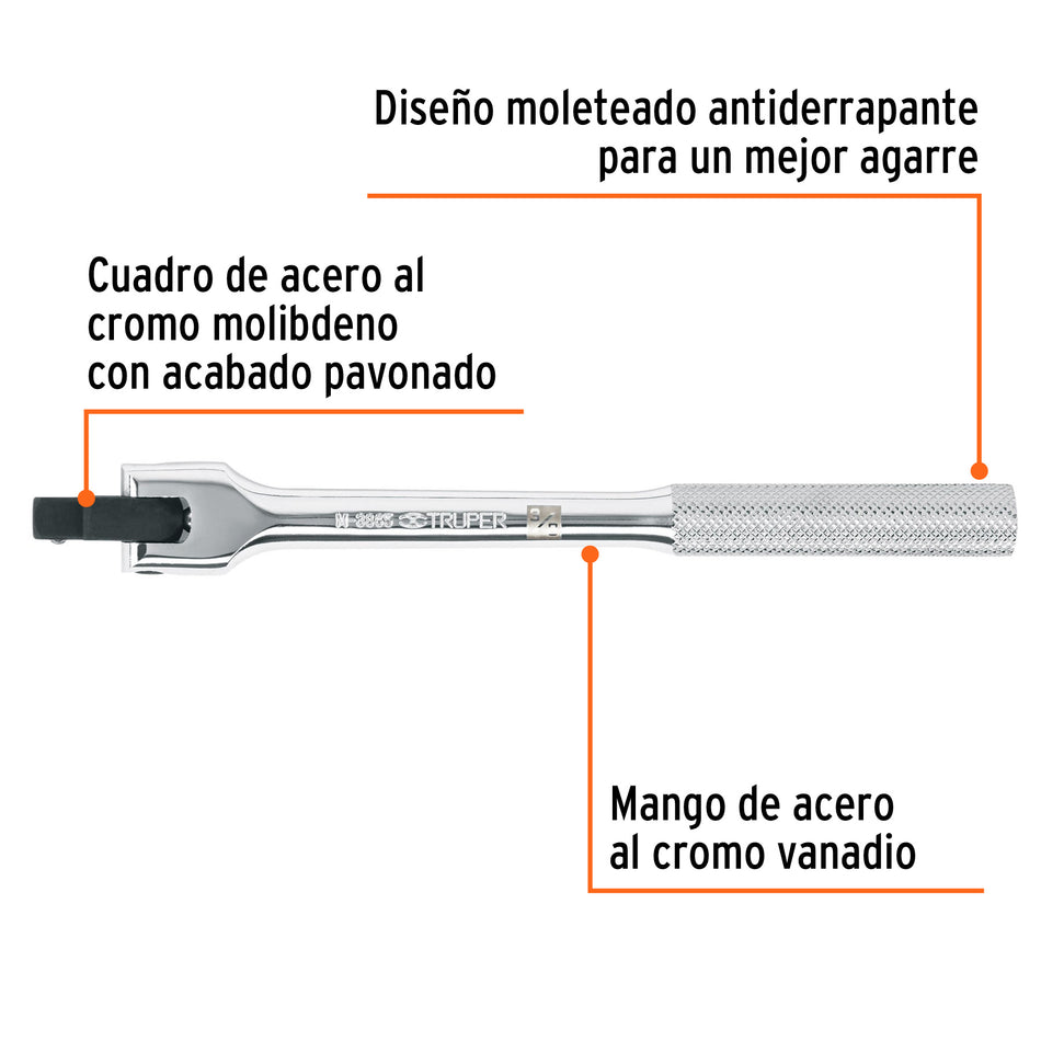 Mango articulado de 7-1/2' x 13 mm para dados cuadro 3/8' Caja con 6, 13661