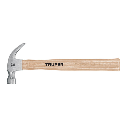 Martillo pulido, 7 oz, uña curva, mango madera, TRUPER Caja con 6, 16750