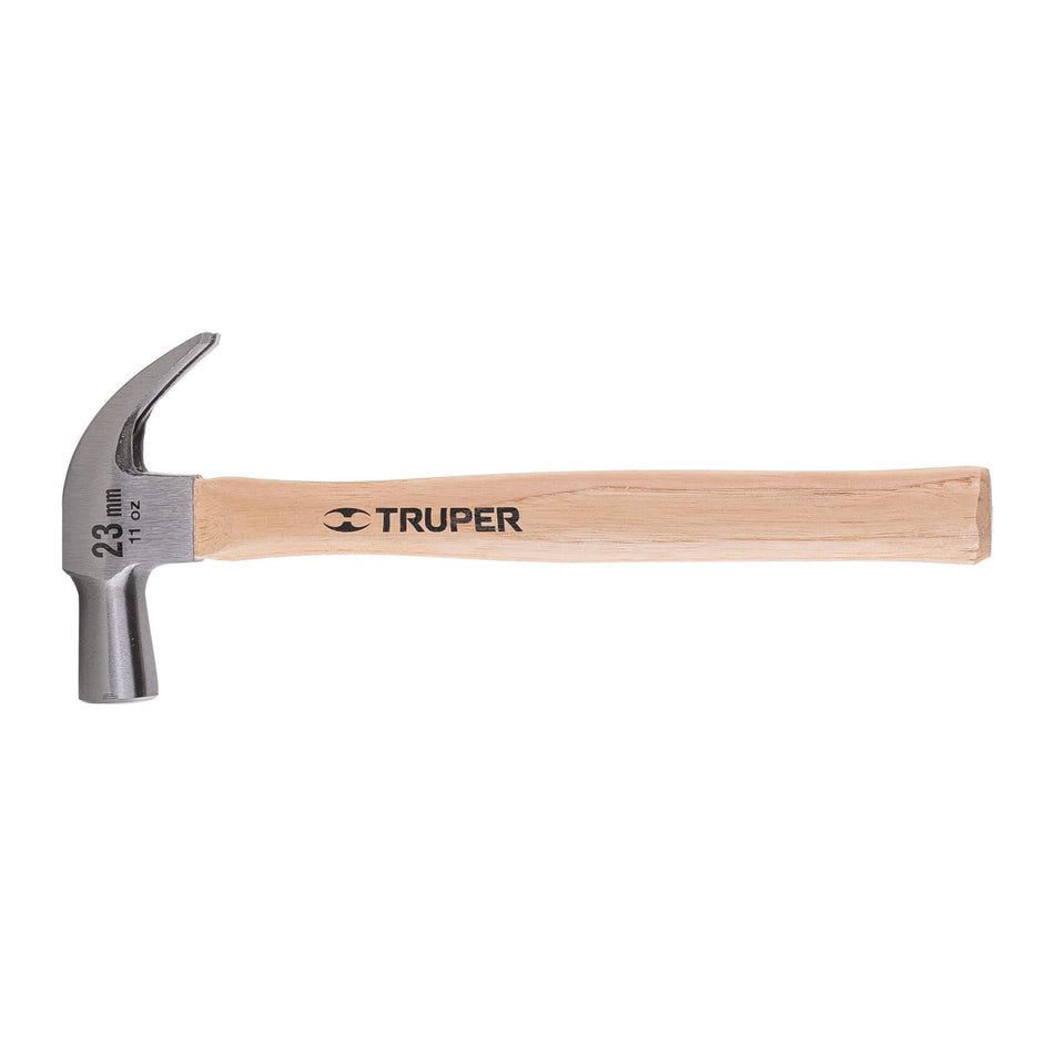 Martillo cabeza cónica 23 mm uña curva, mango madera, TRUPER Caja con 6, 10557