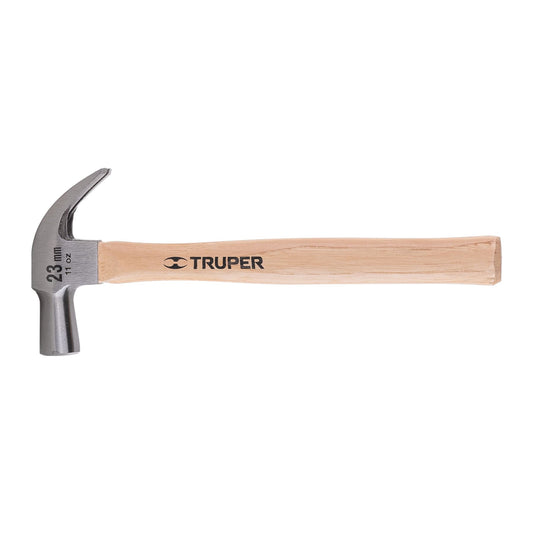 Martillo cabeza cónica 23 mm uña curva, mango madera, TRUPER Caja con 6, 10557
