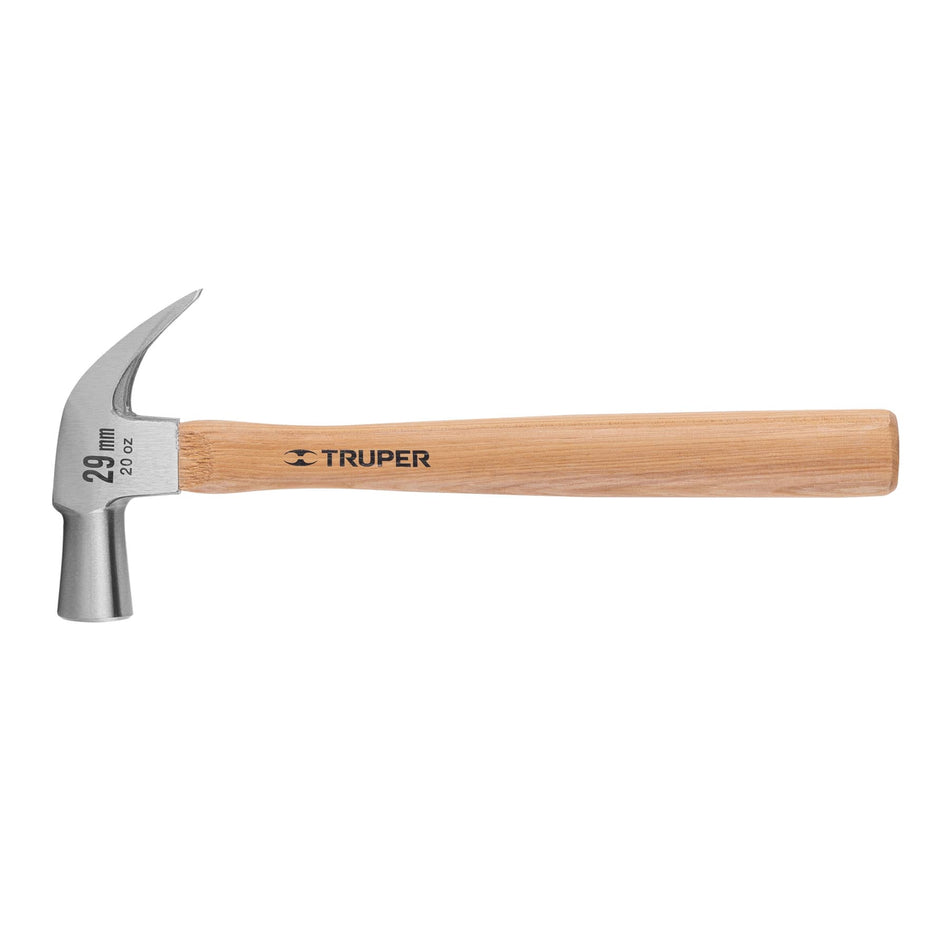 Martillo cabeza cónica 29 mm uña curva, mango madera, TRUPER Caja con 6, 10561
