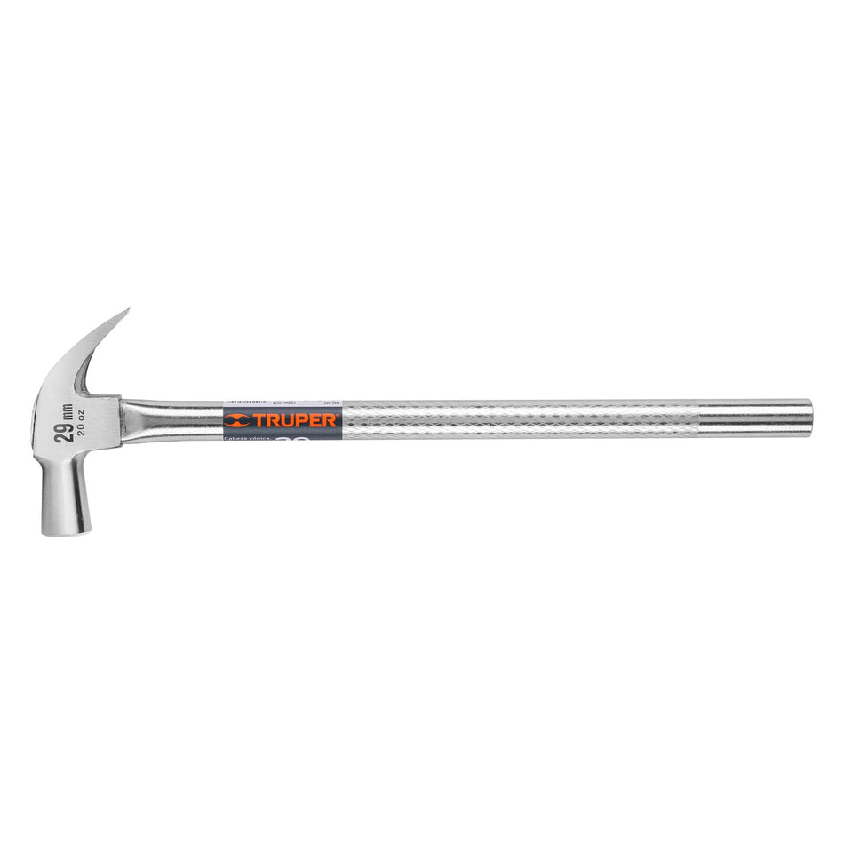 Martillo cabeza cónica 29 mm uña curva, mango tubular,TRUPER Caja con 4, 11175